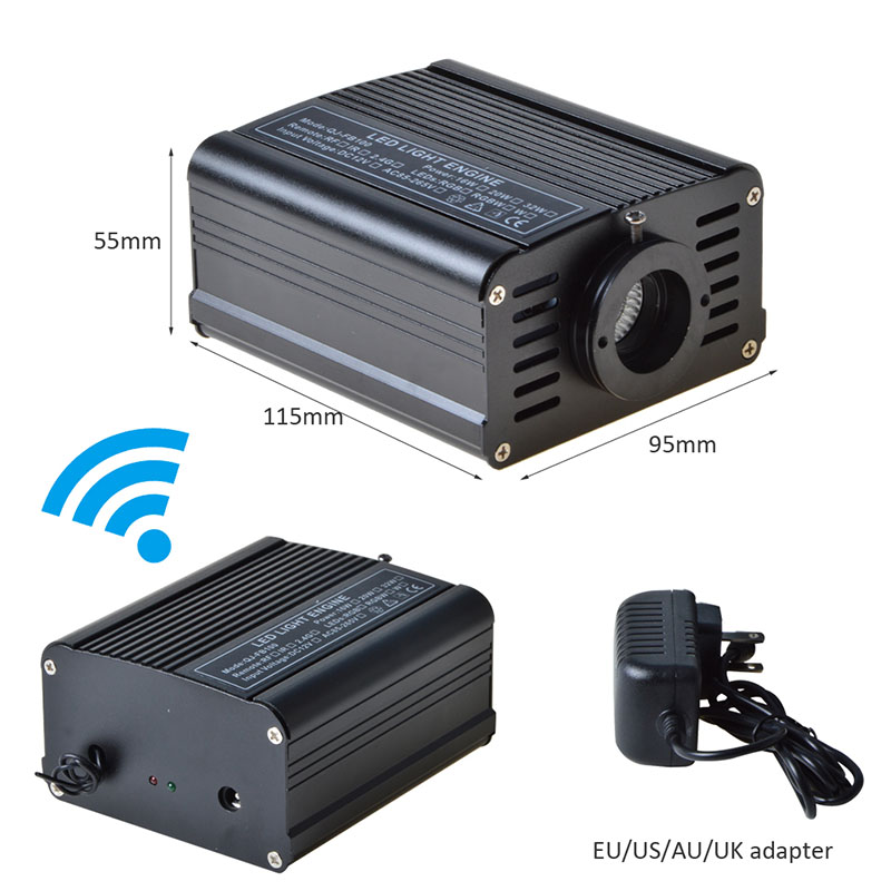 DC12V 16W Bluetooth Smartphone Controlled RGBW Fiber Optic LED Illuminator DC12V 16W Bluetooth Smartphone Controlled RGBW Fiber Optic LED Illuminator